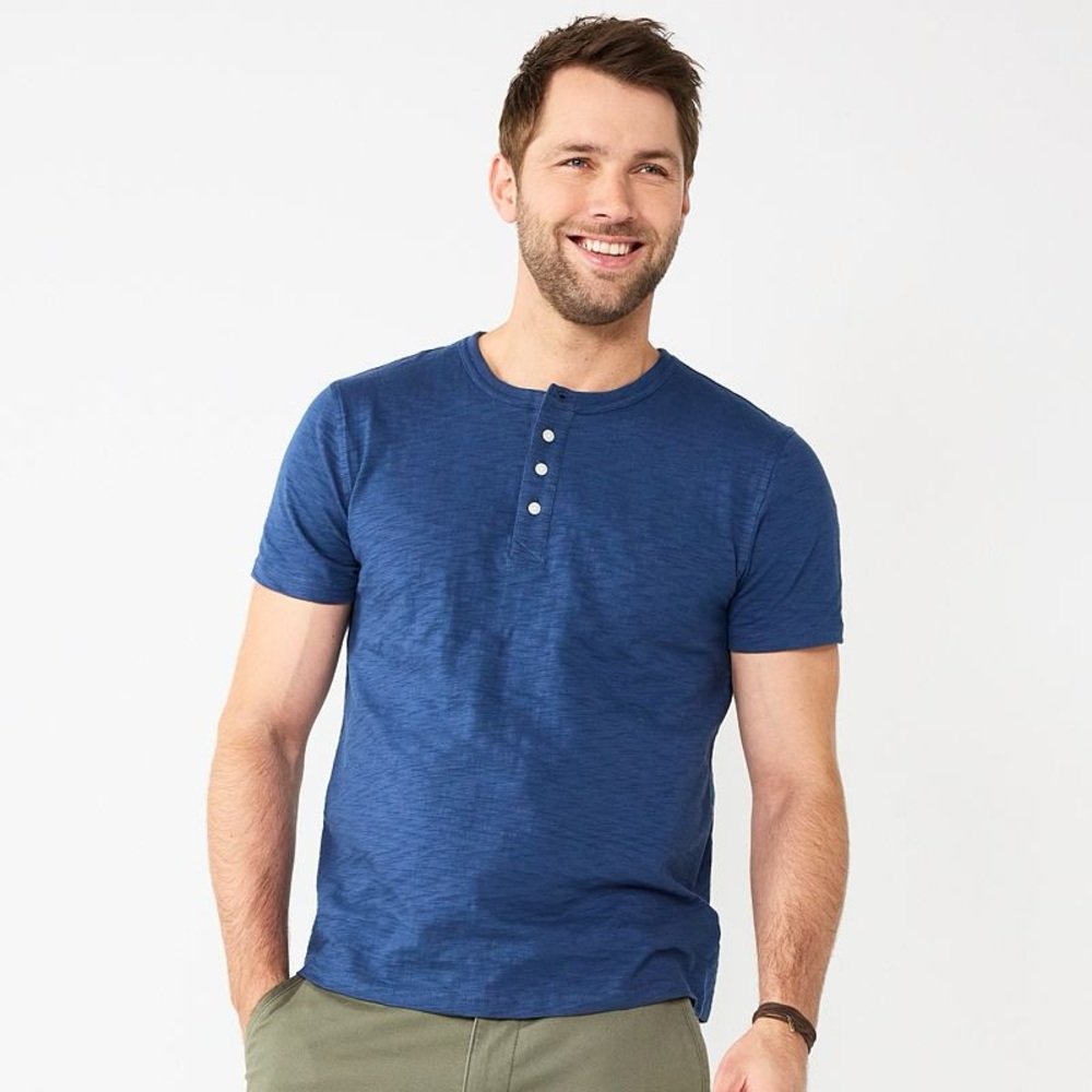 Sonoma Goods‎ For Life Mens The Everyday Henley Shirt Blue Medium MS31K500RS